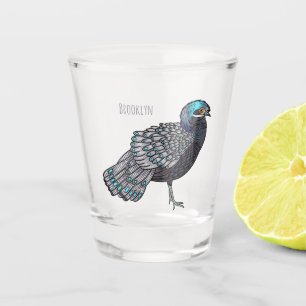 Borneaanse pauw-fazant vogelschilderij cartoon shot glas