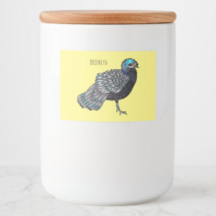Borneaanse pauw-fazant vogelschilderij cartoon voedselcontainer etiket
