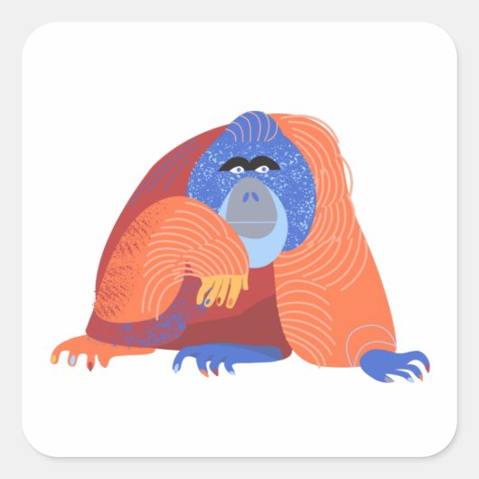 Bornean Orangutan Vierkante Sticker (Voorkant)
