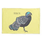 Bornean peacock-pheasant bird cartoon illustration kussensloop (Achterkant)