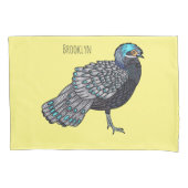 Bornean peacock-pheasant bird cartoon illustration kussensloop (Voorkant)