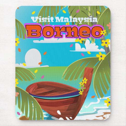 Borneo eiland vakantie reisposter. muismat (Voorkant)