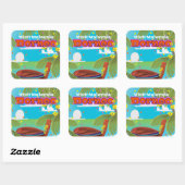 Borneo eiland vakantie reisposter. vierkante sticker (Vel)
