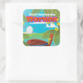 Borneo eiland vakantie reisposter. vierkante sticker (Tas)