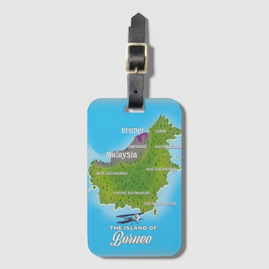 Borneo Kaart Bagagelabel (Voorkant (verticaal))