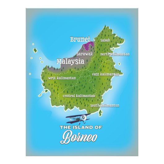 Borneo Kaart Foto Afdruk (Voorkant)