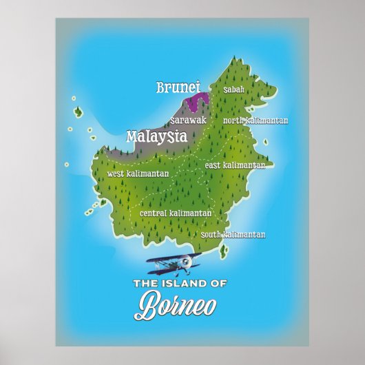 Borneo Kaart Poster (Voorkant)