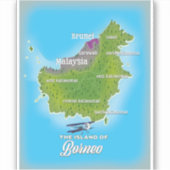 Borneo Kaart Sticker (Voorkant)