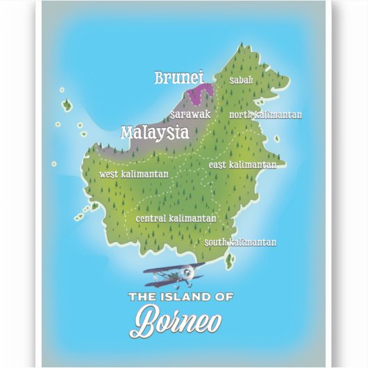 Borneo Kaart Sticker (Voorkant)
