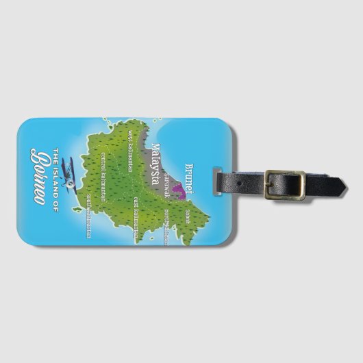 Borneo Map Bagagelabel (Voorkant (horizontaal))