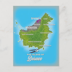 Borneo Map Briefkaart