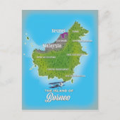 Borneo Map Briefkaart (Voorkant)