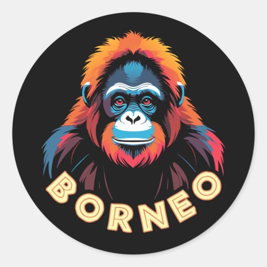 Borneo-orang-oetan Ronde Sticker (Voorkant)