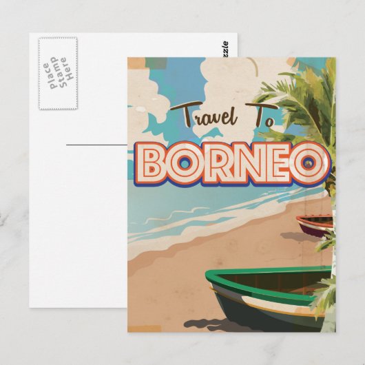 Borneo vintage poster art. briefkaart (Voorkant / Achterkant)