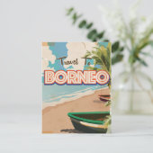 Borneo vintage reisposter kunst. briefkaart (Staand voorkant)