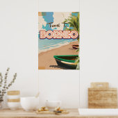 Borneo vintage reisposter kunst. poster (Keuken)