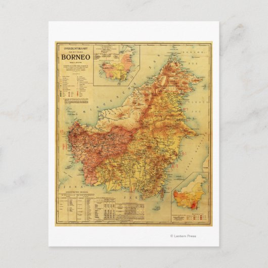 BorneoPanoramic MapBorneo Briefkaart (Voorkant)