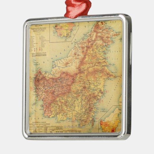 BorneoPanoramic MapBorneo Metalen Ornament (Links)