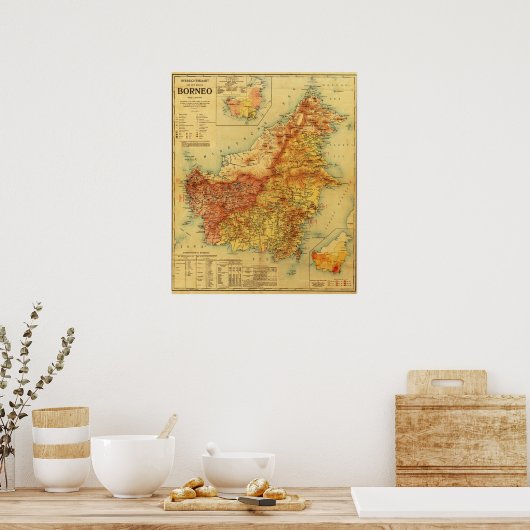 BorneoPanoramic MapBorneo Poster (Keuken)
