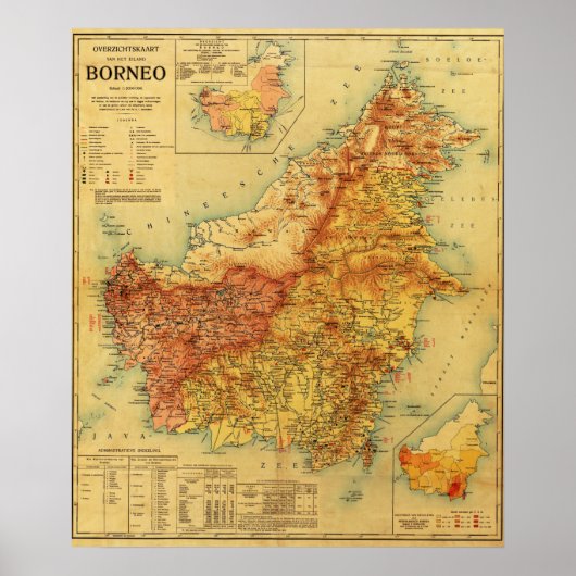 BorneoPanoramic MapBorneo Poster (Voorkant)
