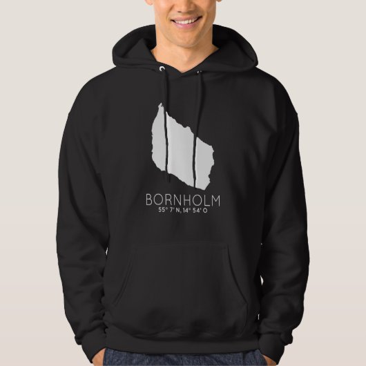 Bornholm Denmark Island Coordinates Dansk Kaart Hoodie (Voorkant)
