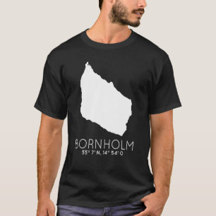 Bornholm Denmark Island Coordinates Dansk Kaart T-shirt