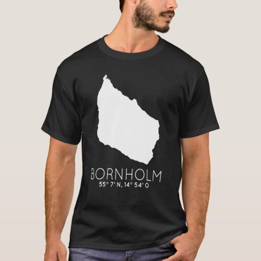 Bornholm Denmark Island Coordinates Dansk Kaart T-shirt (Voorkant)