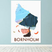 Bornholm eiland Viking kaart Canvas Afdruk (Insitu (Houten vloer))