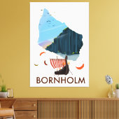 Bornholm eiland Viking kaart Canvas Afdruk (Insitu (Woonkamer))