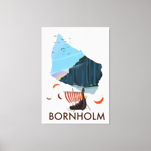 Bornholm eiland Viking kaart Canvas Afdruk (Voorkant)