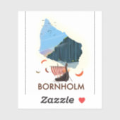 Bornholm eiland Viking kaart Sticker (Vel)