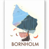 Bornholm eiland Viking kaart Sticker (Voorkant)