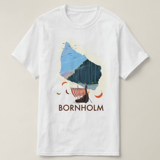 Bornholm eiland Viking kaart T-shirt (Design voorkant)