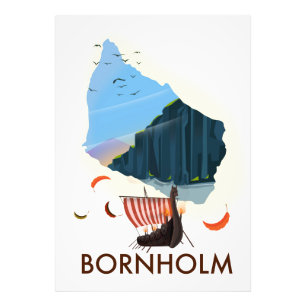 Bornholm Island Viking-kaart Foto Afdruk