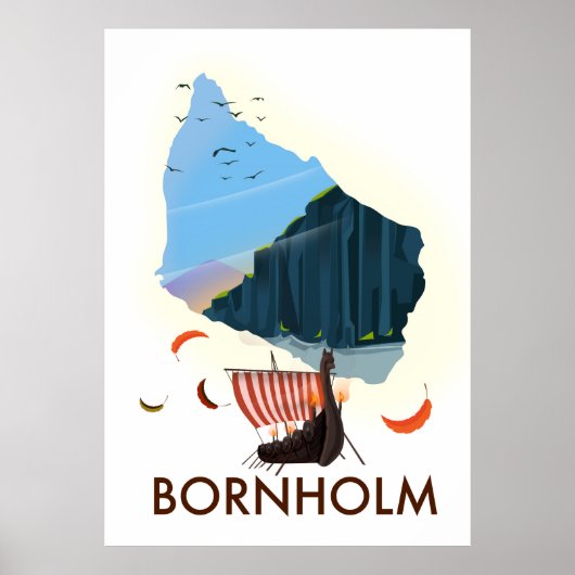 Bornholm Island Viking-kaart Poster (Voorkant)