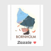 Bornholm Island Viking-kaart Sticker (Vel)