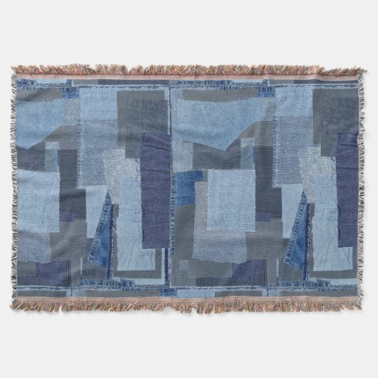 Boro Blue Jean Patchwork Denim Shibori Deken (Voorkant)
