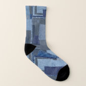 Boro Blue Jean Patchwork Denim Shibori Sokken (Rechts - buiten)