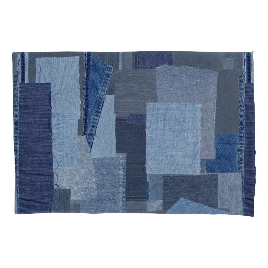 Boro Boro Blue Jean Patchwork Denim Shibori Kussensloop (Voorkant-Links)