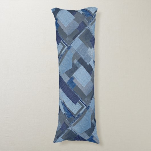 Boro Boro Blue Jean Patchwork Denim Shibori Lichaamskussen (Voorkant Verticaal)