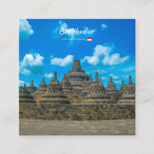 Borobudur, Indonesië - Oude Boeddhistische Tempel Vierkante Visitekaartje