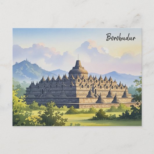 Borobudur Indonesië reizen Briefkaart (Voorkant)