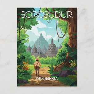 Borobudur Indonesië Unesco  Retro reizen Briefkaart