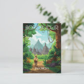 Borobudur Indonesië Unesco  Retro reizen Briefkaart (Staand voorkant)