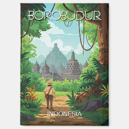 Borobudur Indonesië Unesco  Retro reizen Magneet