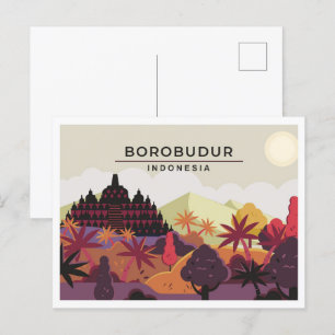 Borobudur Magelang Indonesië reisillustratie Briefkaart