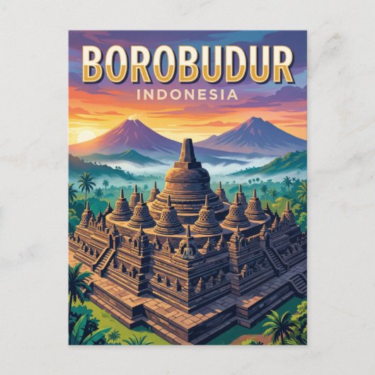 Borobudur Tempel Indonesië Briefkaart (Voorkant)