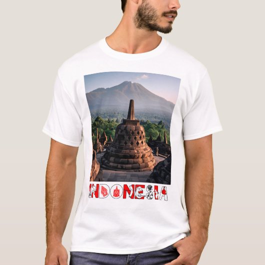 Borobudur Tempel – Indonesië Kunst T-shirt (Voorkant)