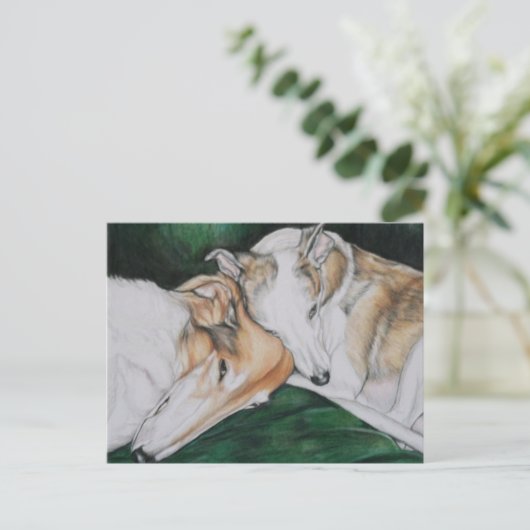 Boroi en Whippet Dlog Art Briefkaart (Staand voorkant)