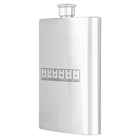 Boronzuurstof Uranium Rubidium Stikstof (BOURbON) Heupfles (Links)